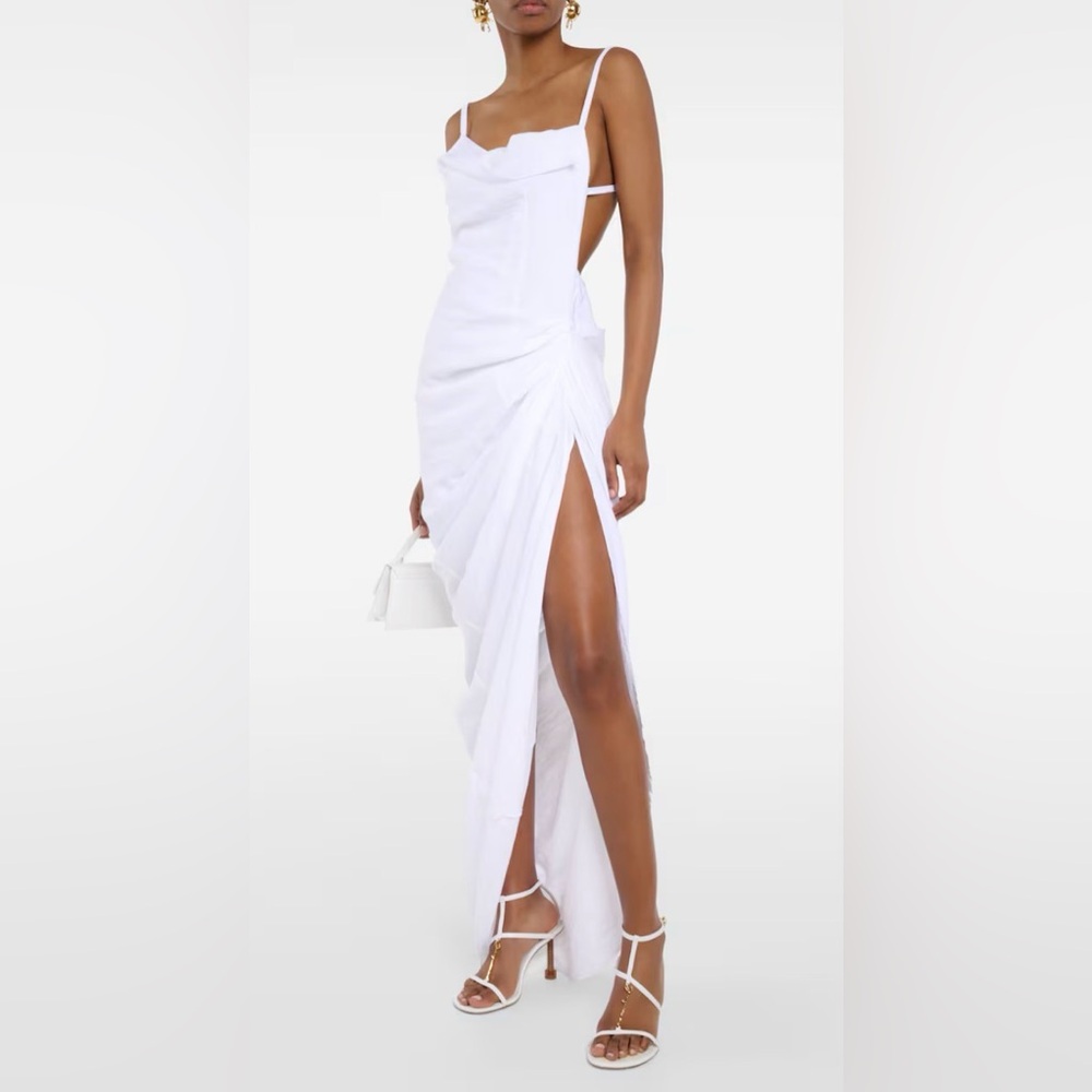 Jacquemus Saudade Open Back White Maxi Dress